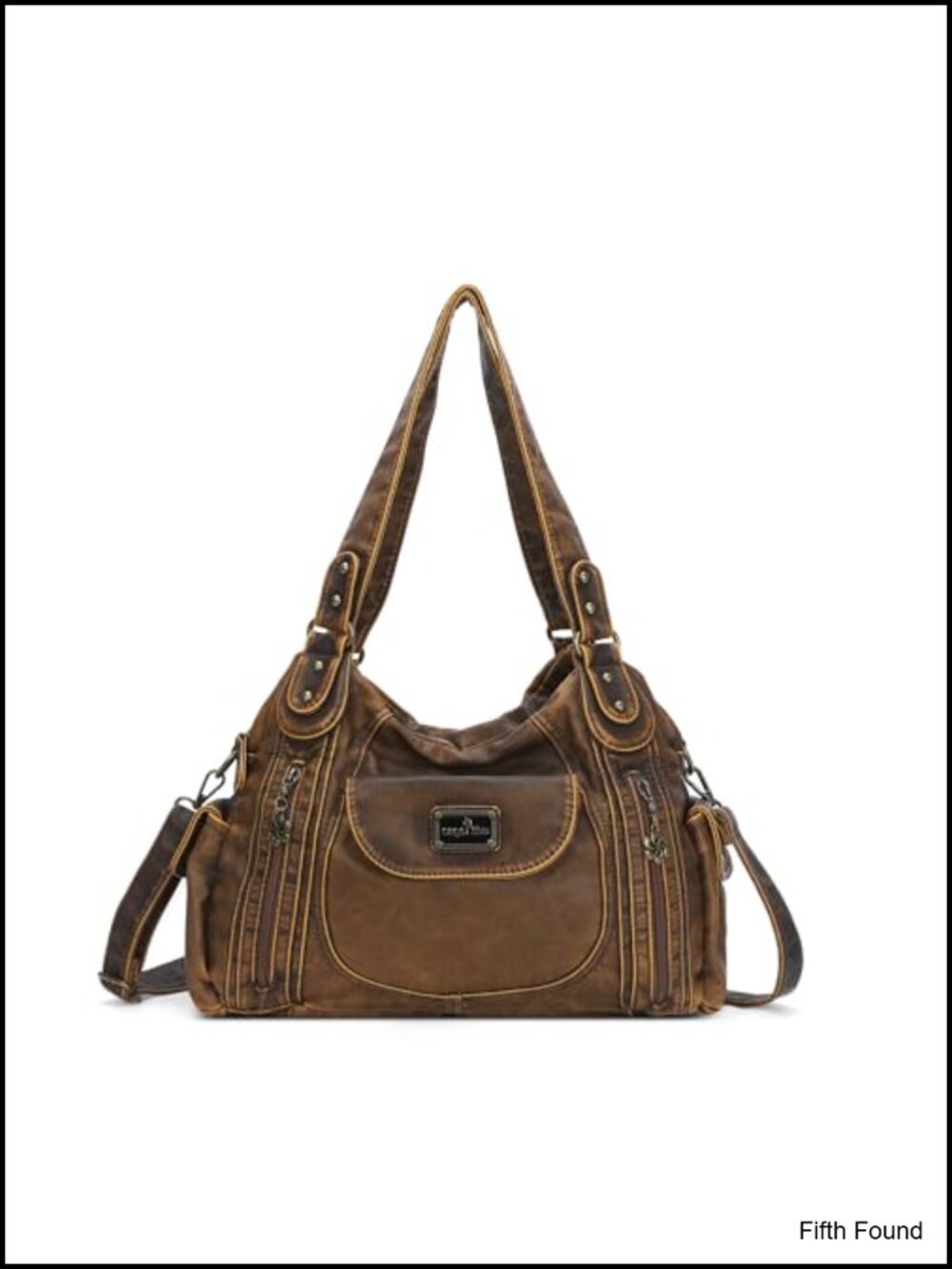 Washed Leather Hobo Shoulder Bag